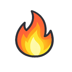 Flame icon with orange and yellow colors on a white background